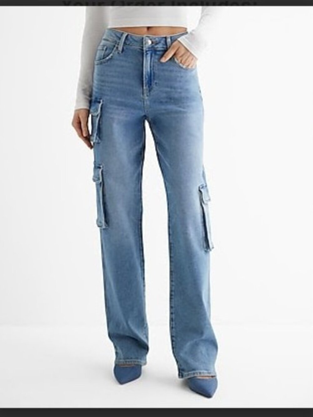Express High Waisted Cargo Jeans NWT Sz 8